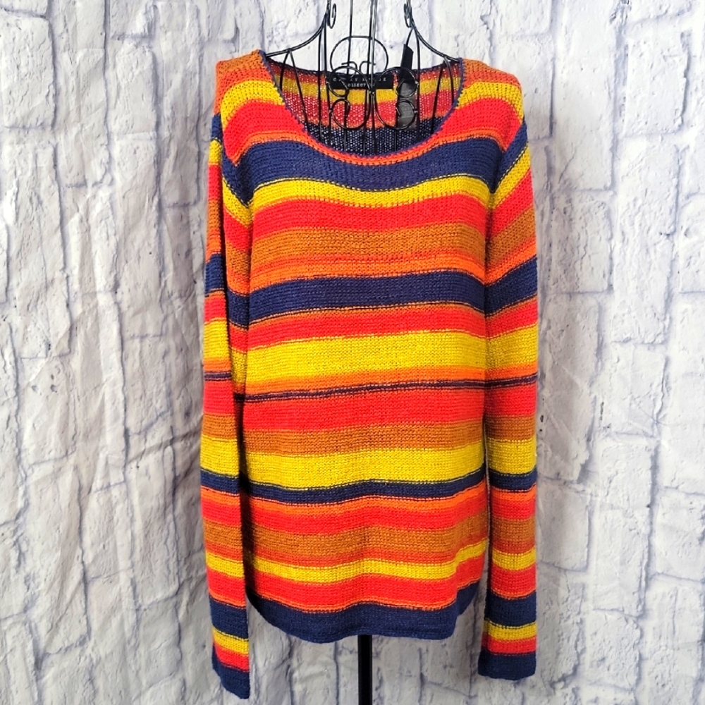 Liz Claiborne Striped Knit Sweater Medium Rainbow Multicolor